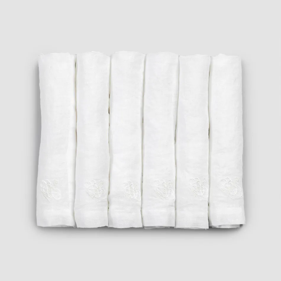 6 lichte linnen servetten met hoogwaardige Italiaanse luxe decoratie - Virtu Viadurini