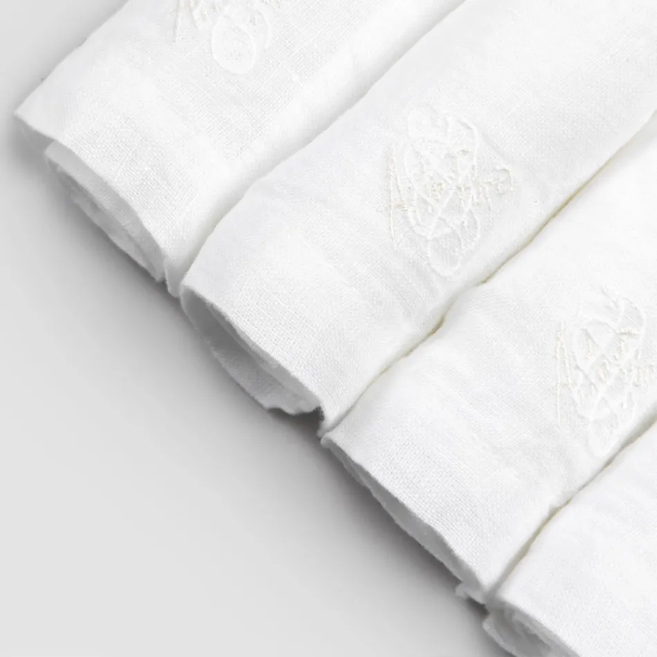 6 lichte linnen servetten met hoogwaardige Italiaanse luxe decoratie - Virtu Viadurini