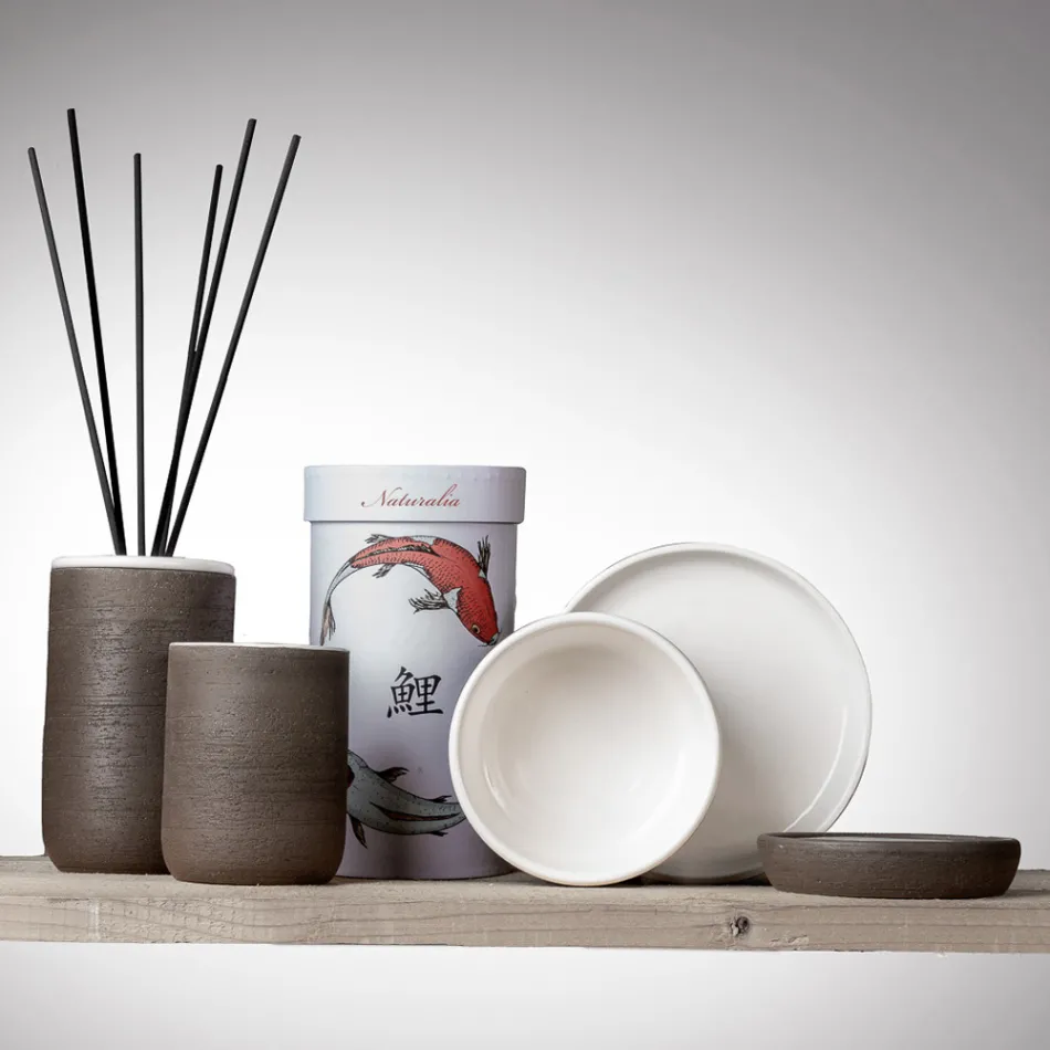 Badkameraccessoires in witte vuurvaste klei Made in Italy - Antonella Viadurini