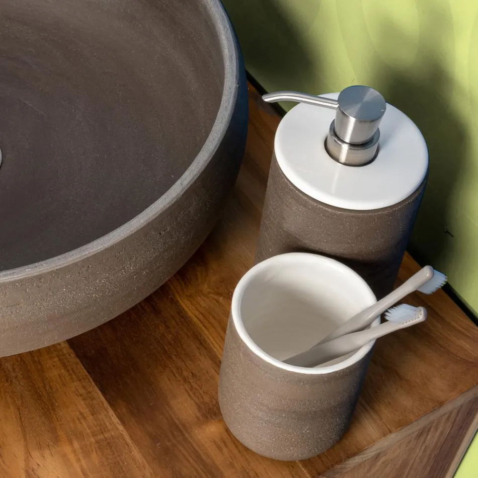 Badkameraccessoires in witte vuurvaste klei Made in Italy - Antonella Viadurini