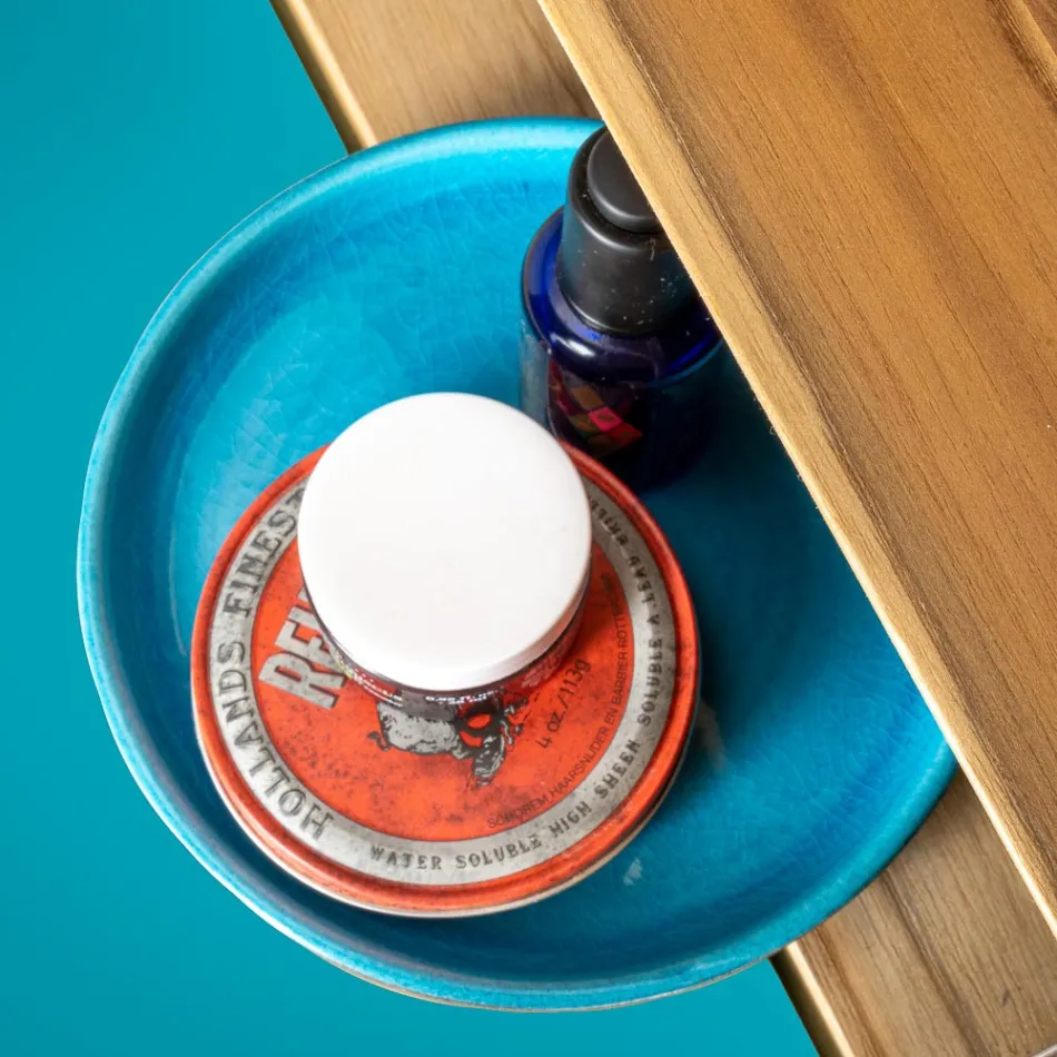 Moderne badkameraccessoires in blauwe klei Made in Italy - Antonella Viadurini