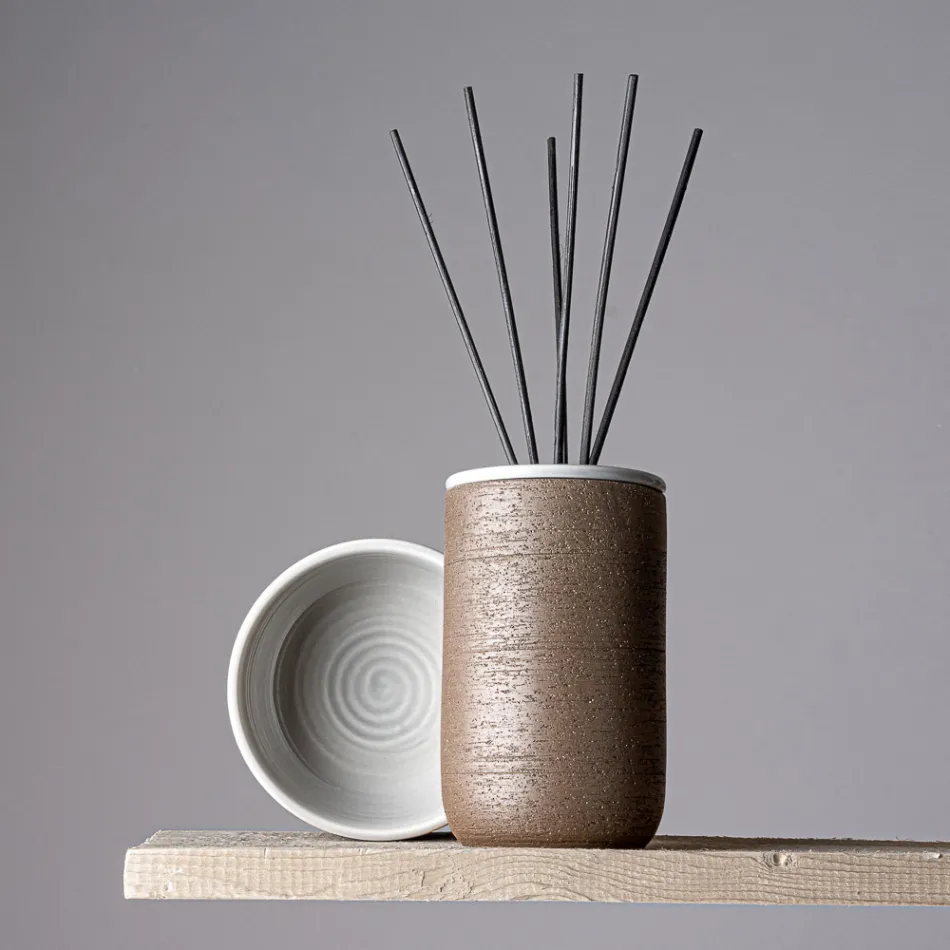 Badkameraccessoires gemaakt in grijze klei Gemaakt in Italië - Antonella Viadurini