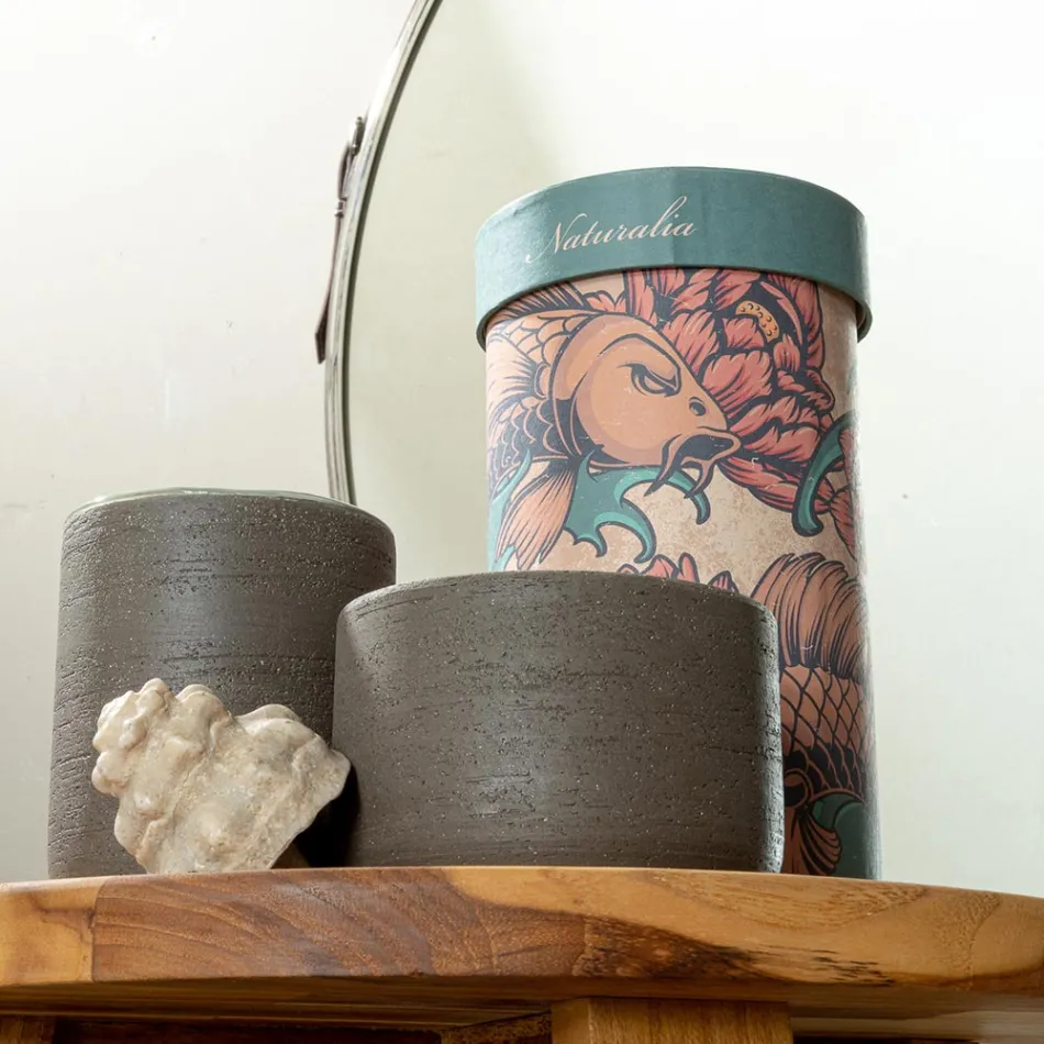 Groene badkameraccessoires in vuurvaste klei Made in Italy - Antonella Viadurini