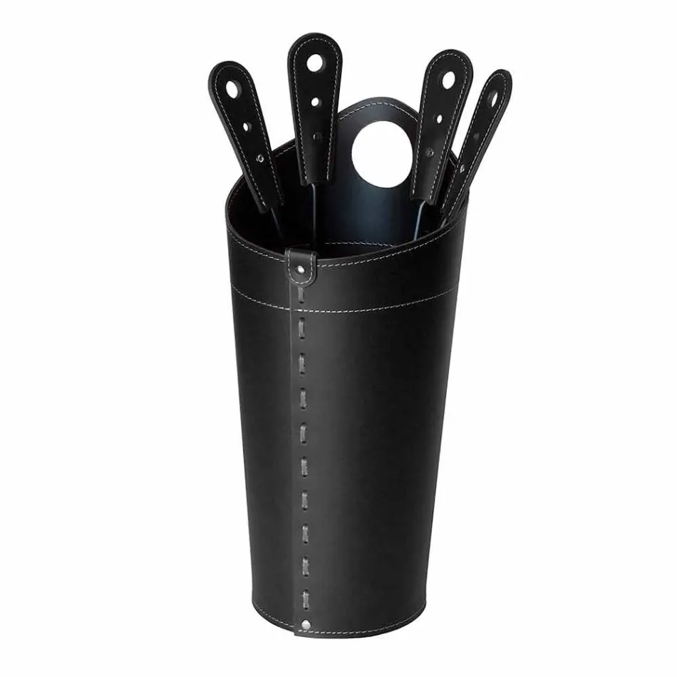 Openhaardaccessoires met Nilar lederen houders, modern design Viadurini