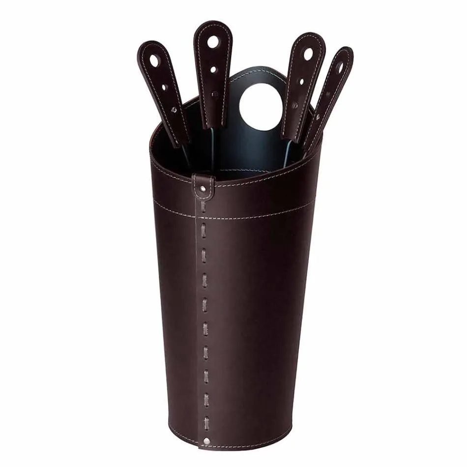 Openhaardaccessoires met Nilar lederen houders, modern design Viadurini