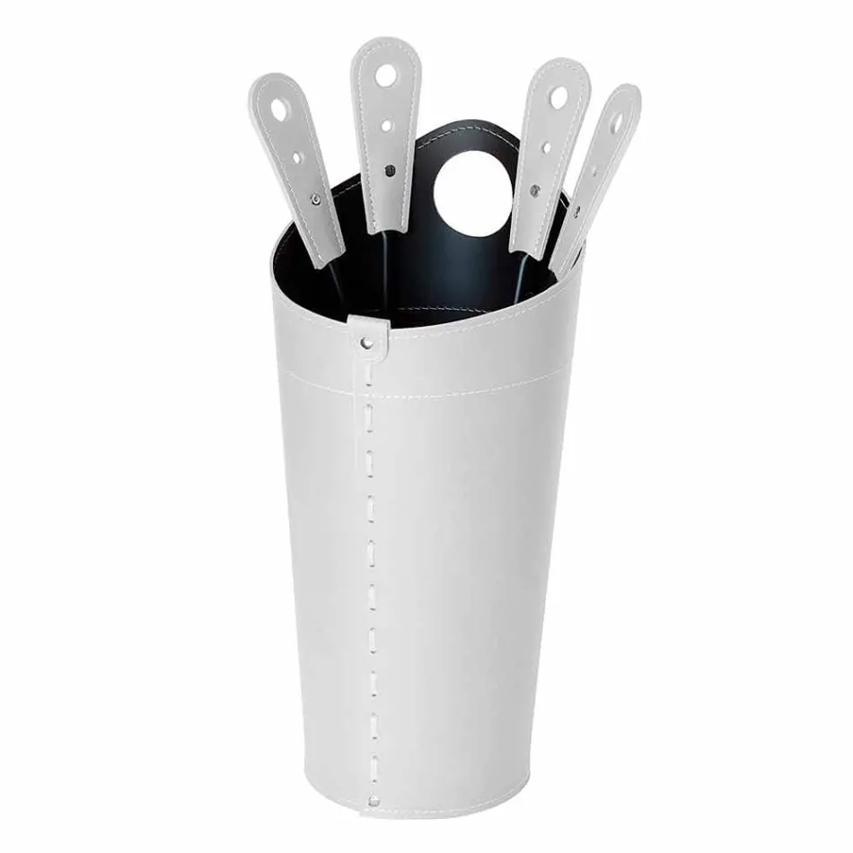 Openhaardaccessoires met Nilar lederen houders, modern design Viadurini