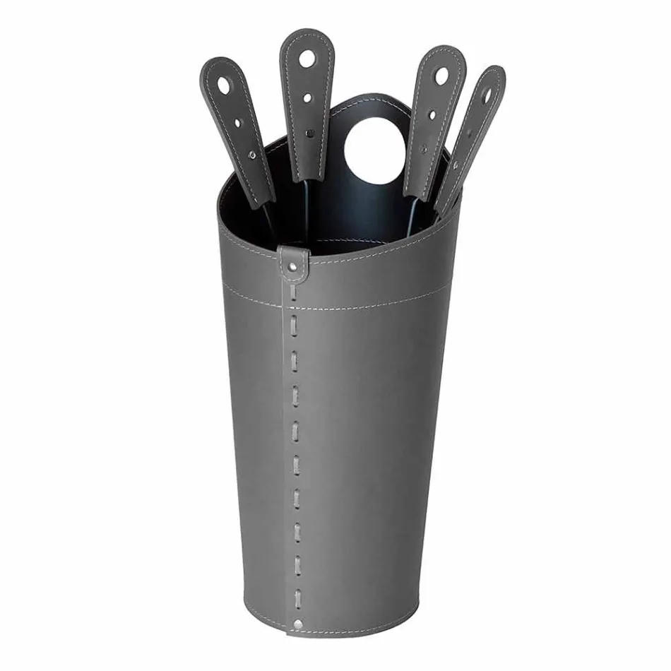 Openhaardaccessoires met Nilar lederen houders, modern design Viadurini