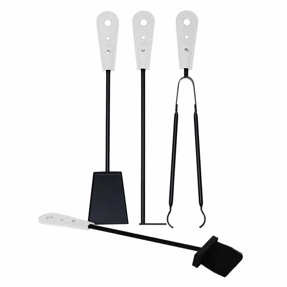 Openhaardaccessoires met Nilar lederen houders, modern design Viadurini