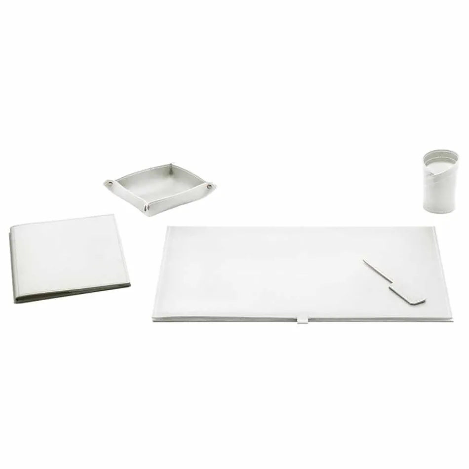 Bureau-accessoires in geregenereerd leer 5 stuks Made in Italy - Aristoteles Viadurini