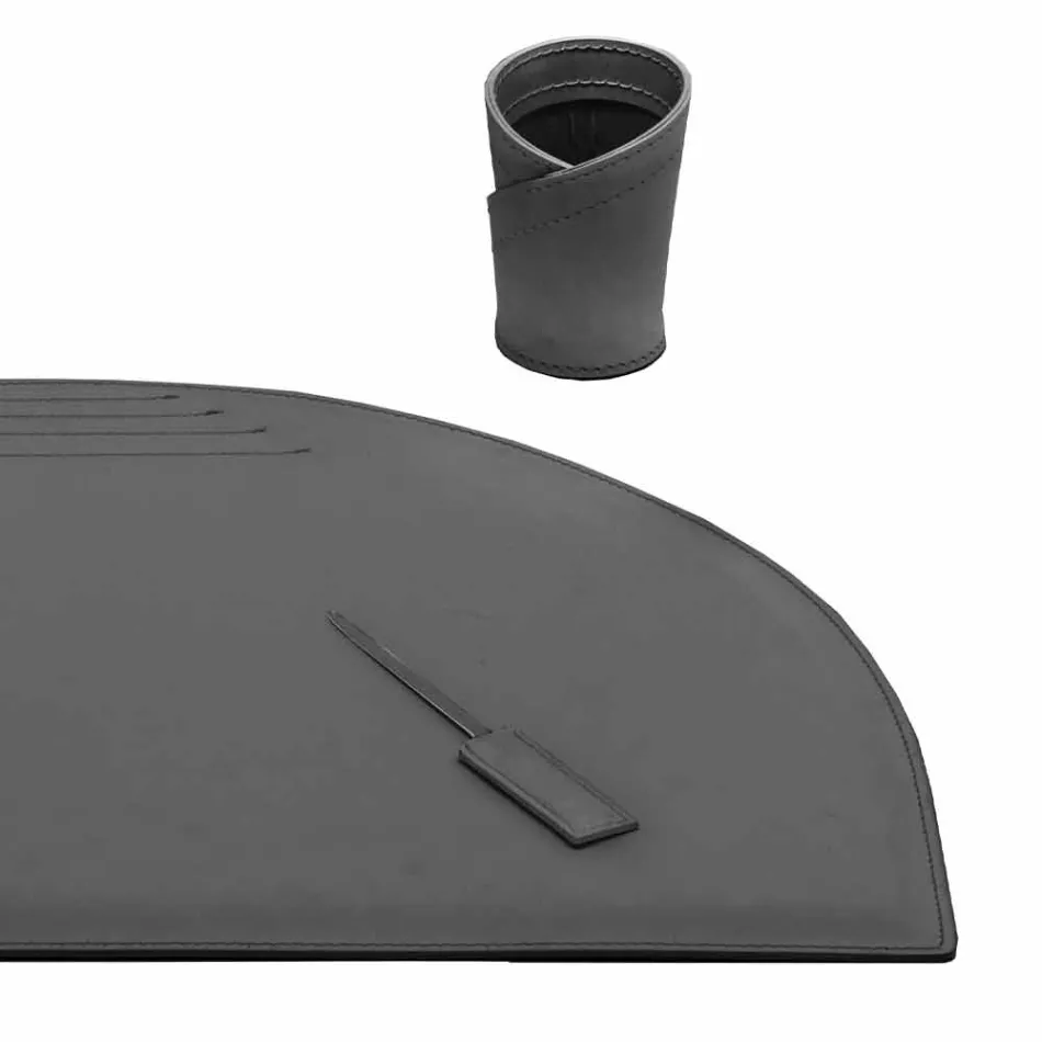 Bureau-accessoires in geregenereerd leer 4 stuks Made in Italy - Medea Viadurini