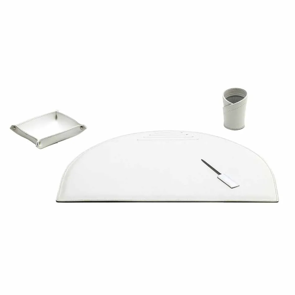 Bureau-accessoires in geregenereerd leer 4 stuks Made in Italy - Medea Viadurini