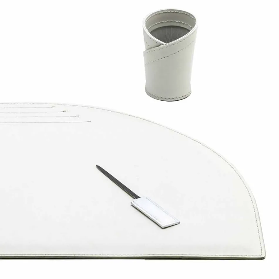 Bureau-accessoires in geregenereerd leer 4 stuks Made in Italy - Medea Viadurini