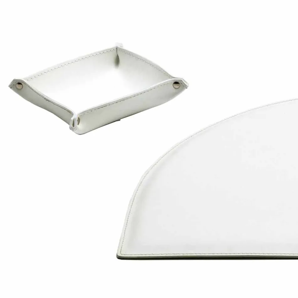 Bureau-accessoires in geregenereerd leer 4 stuks Made in Italy - Medea Viadurini