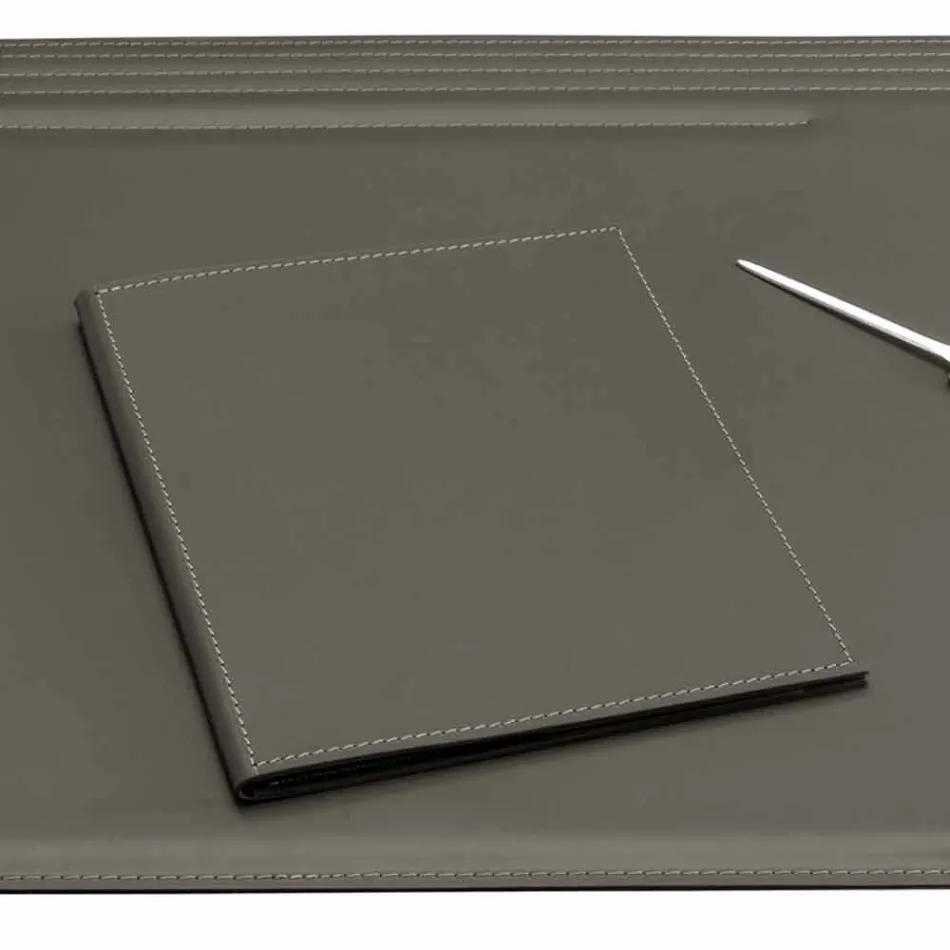 Bureau-accessoires in geregenereerd leer 5 stuks Made in Italy - Ebe Viadurini