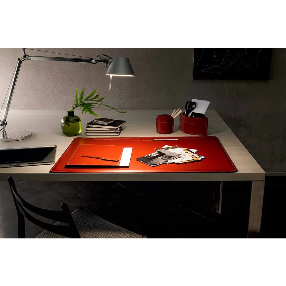 Bureau-accessoires in geregenereerd leer 5 stuks Made in Italy - Ebe Viadurini