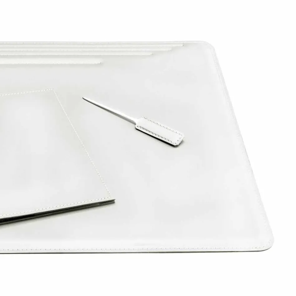 Bureau-accessoires in geregenereerd leer 5 stuks Made in Italy - Ebe Viadurini