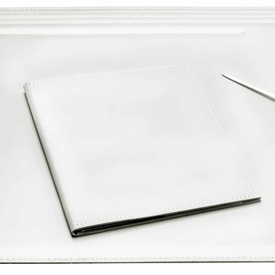 Bureau-accessoires in geregenereerd leer 5 stuks Made in Italy - Ebe Viadurini