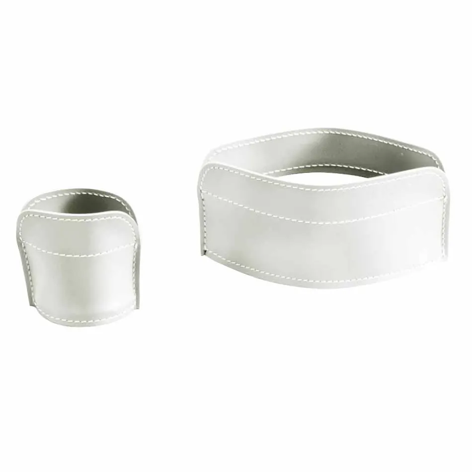 Bureau-accessoires in geregenereerd leer 5 stuks Made in Italy - Ebe Viadurini