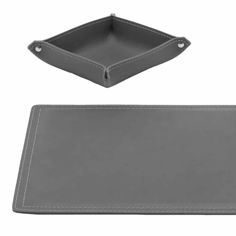 Accessoires 4-delig geregenereerd lederen bureau Made in Italy - Ascanio Viadurini