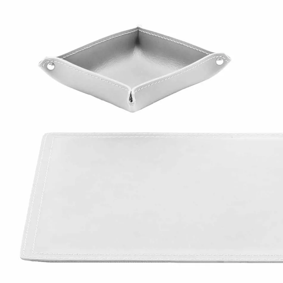 Accessoires 4-delig geregenereerd lederen bureau Made in Italy - Ascanio Viadurini