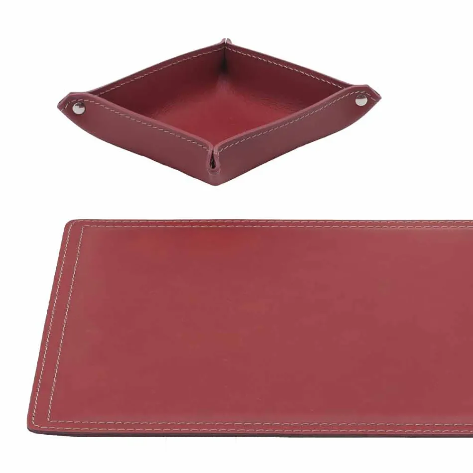 Accessoires 4-delig geregenereerd lederen bureau Made in Italy - Ascanio Viadurini