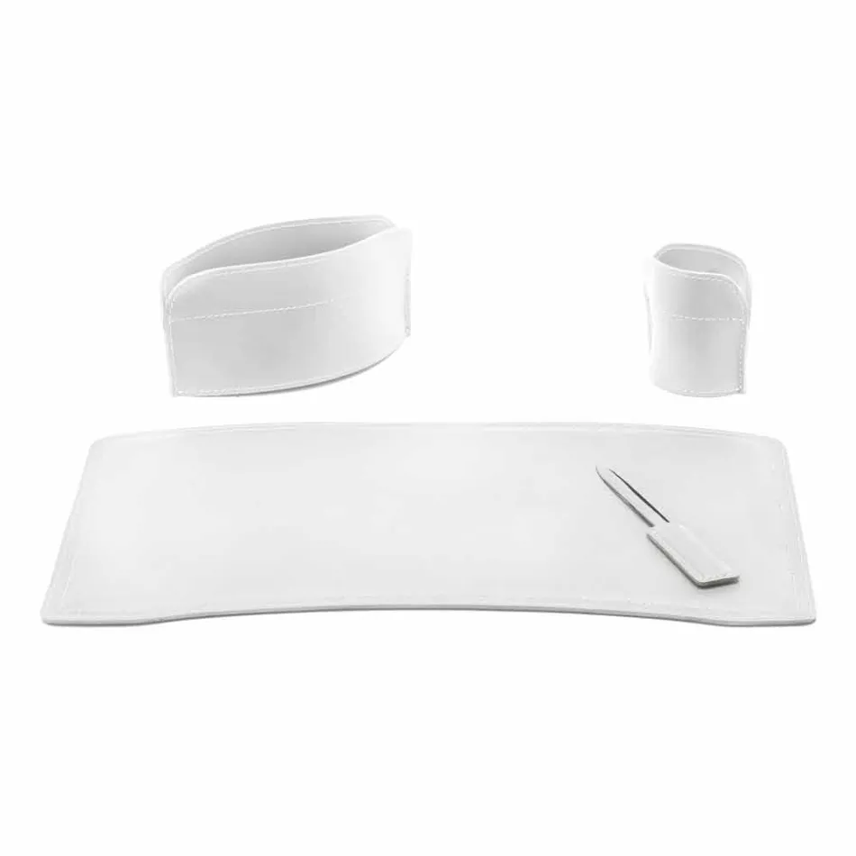 Accessoires 4-delig geregenereerd lederen bureau Made in Italy - Brando Viadurini