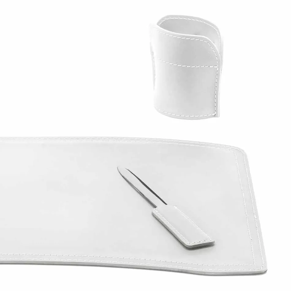 Accessoires 4-delig geregenereerd lederen bureau Made in Italy - Brando Viadurini