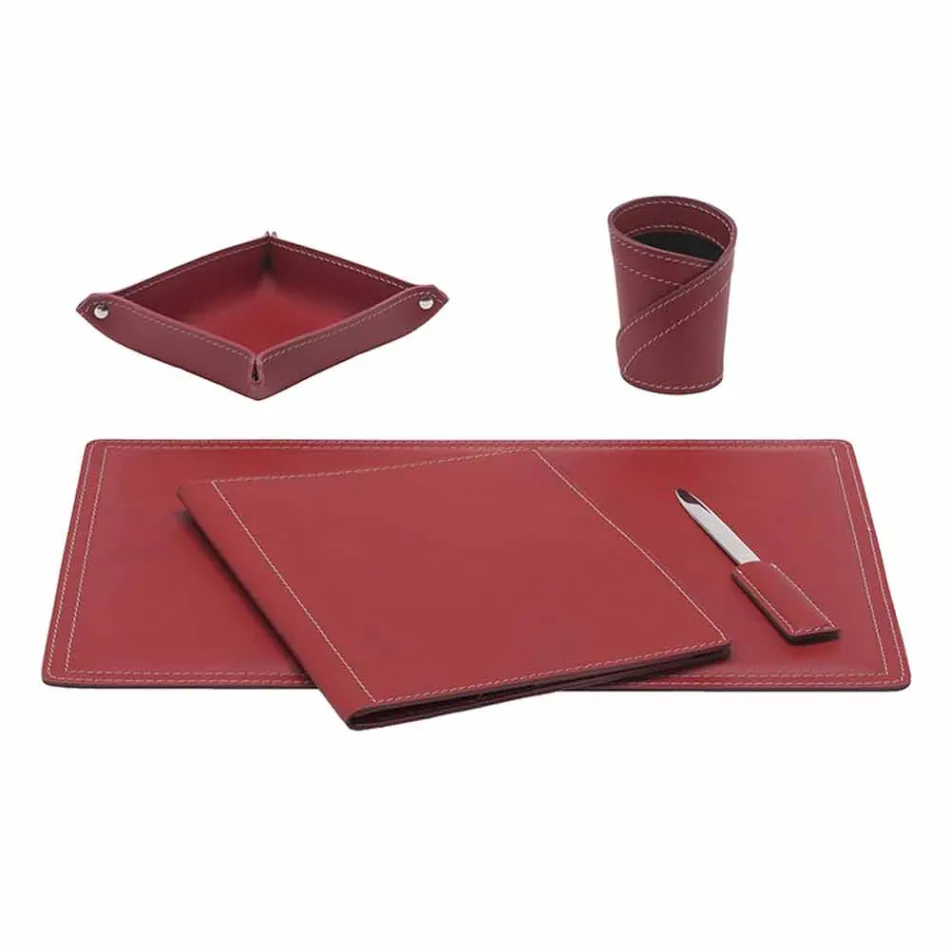 Accessoires 5-delig geregenereerd leren bureau Gemaakt in Italië - Ascanio Viadurini