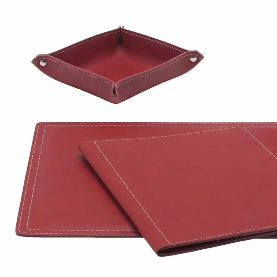 Accessoires 5-delig geregenereerd leren bureau Gemaakt in Italië - Ascanio Viadurini