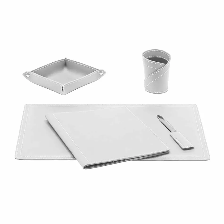 Accessoires 5-delig geregenereerd leren bureau Gemaakt in Italië - Ascanio Viadurini