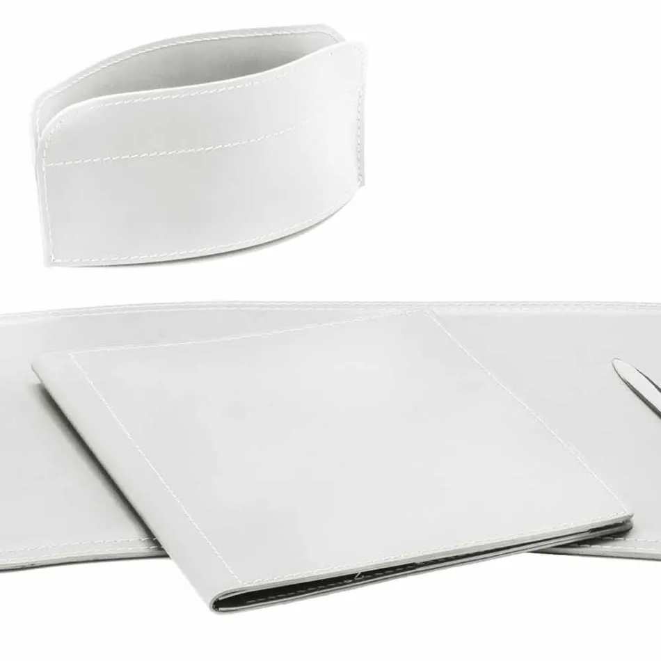 Accessoires 5-delig geregenereerd lederen bureau Made in Italy - Brando Viadurini