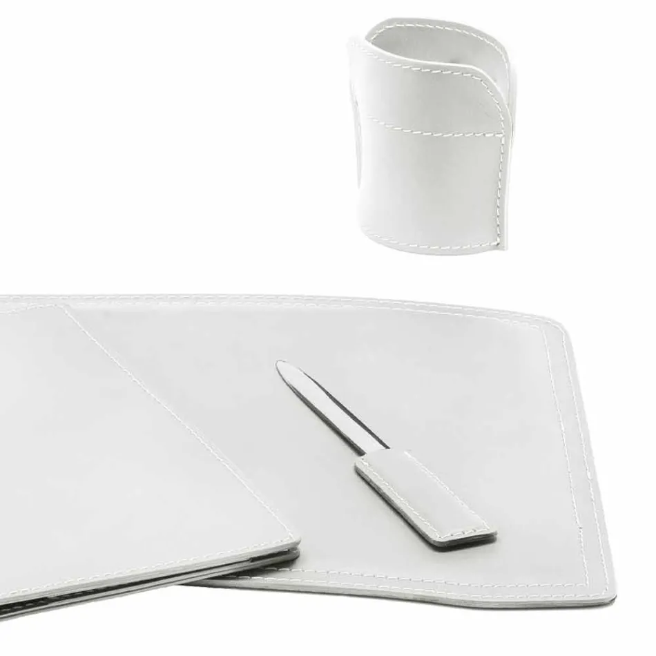 Accessoires 5-delig geregenereerd lederen bureau Made in Italy - Brando Viadurini