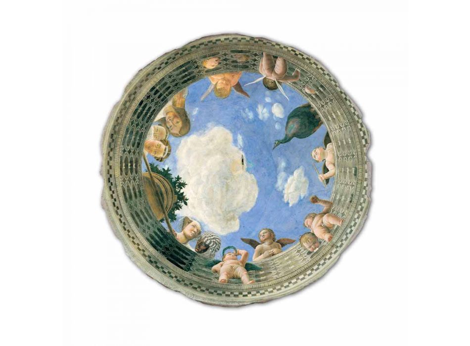 Andrea Mantegna Fresco &quot;Oculus met Cherubs en Dame met uitzicht op&quot; Viadurini