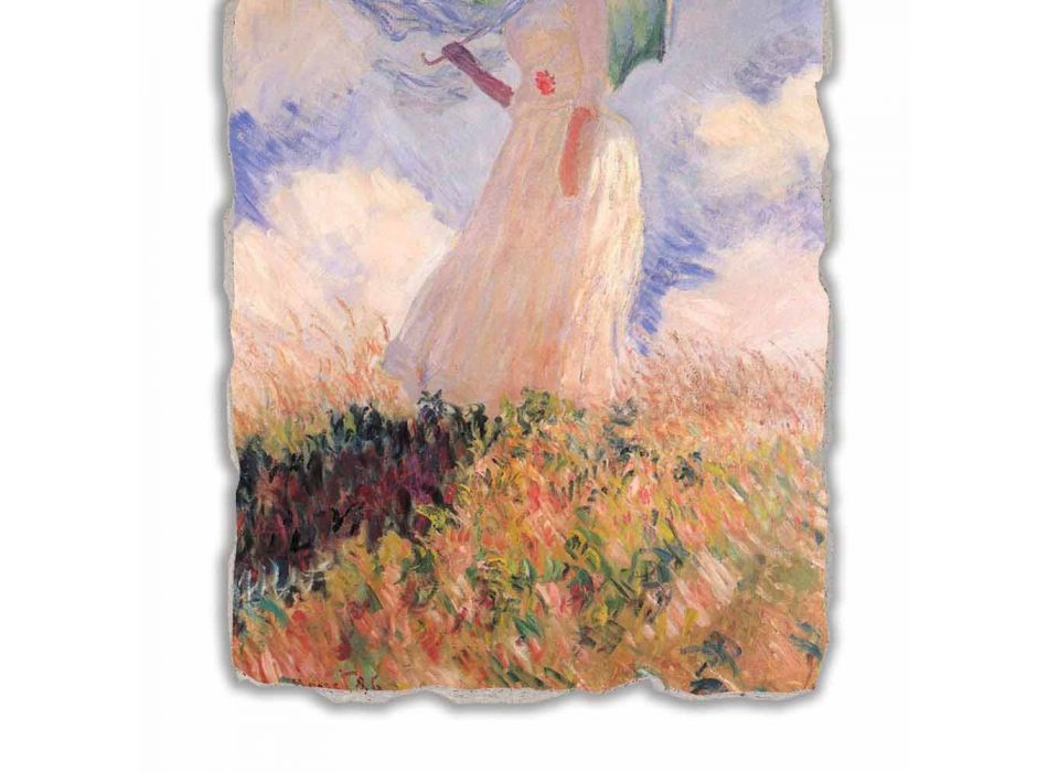 Fresco Calude Monet &quot;Vrouw met een parasol naar links gedraaid&quot; Viadurini