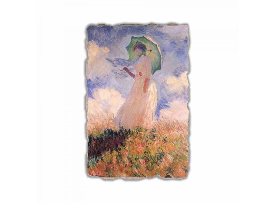 Fresco Calude Monet &quot;Vrouw met een parasol naar links gedraaid&quot; Viadurini