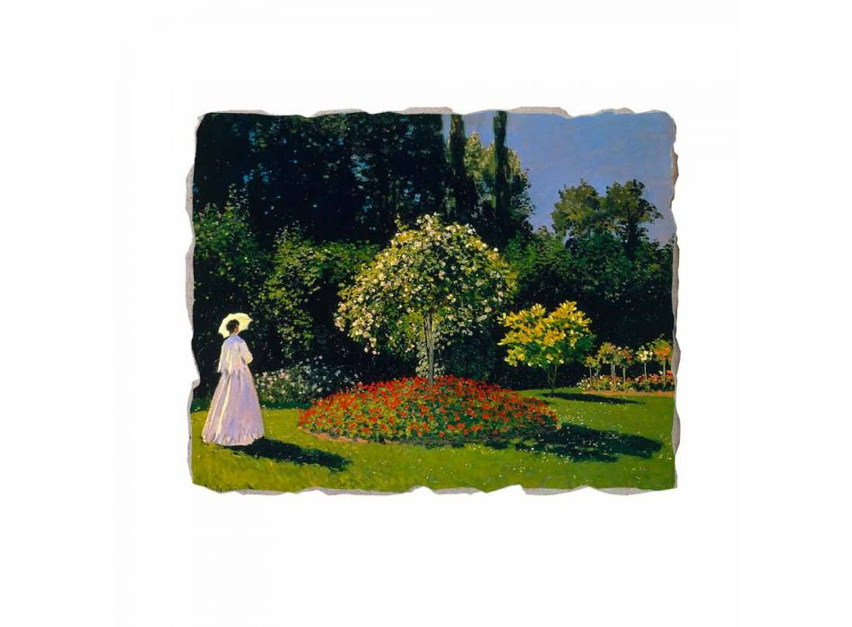 Fresco Claude Monet &quot;Lady in Garden at Sainte-Adresse&quot; Viadurini