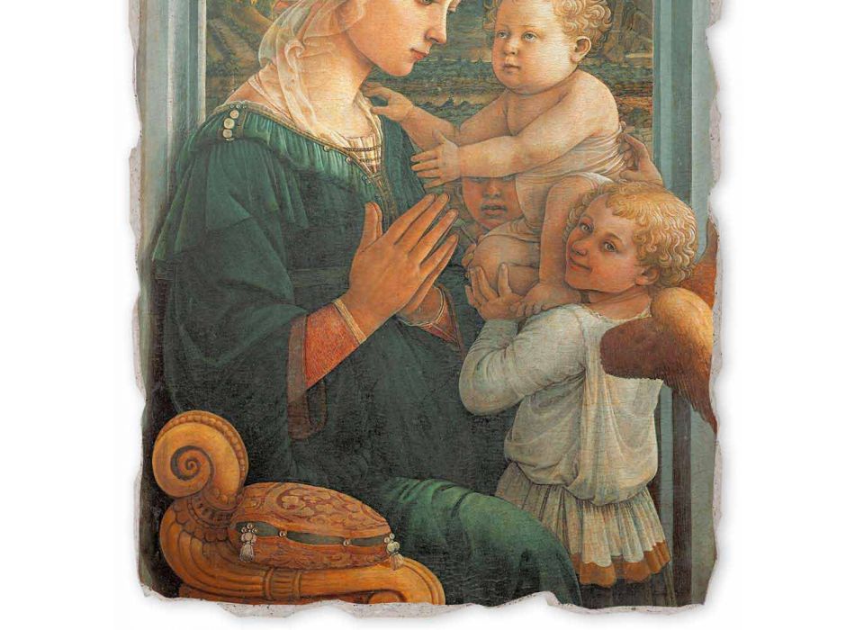 Fresco gedaan in het Italiaans Filippo Lippi &quot;Madonna en Kind&quot; Viadurini