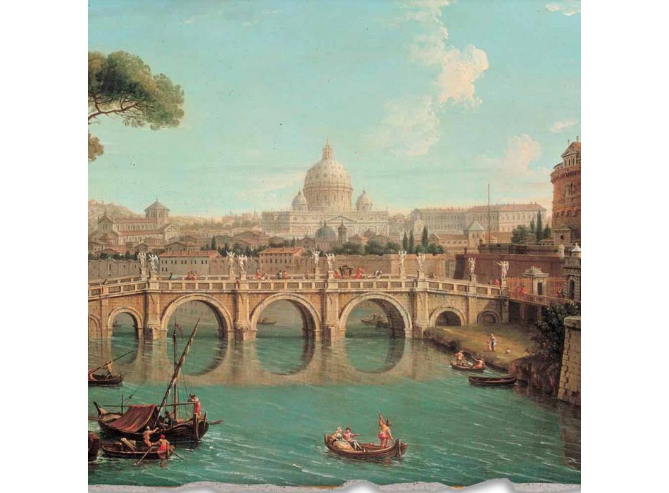 Grote Fresco Antonio Joli &quot;Uitzicht van St. Peter&quot; Viadurini