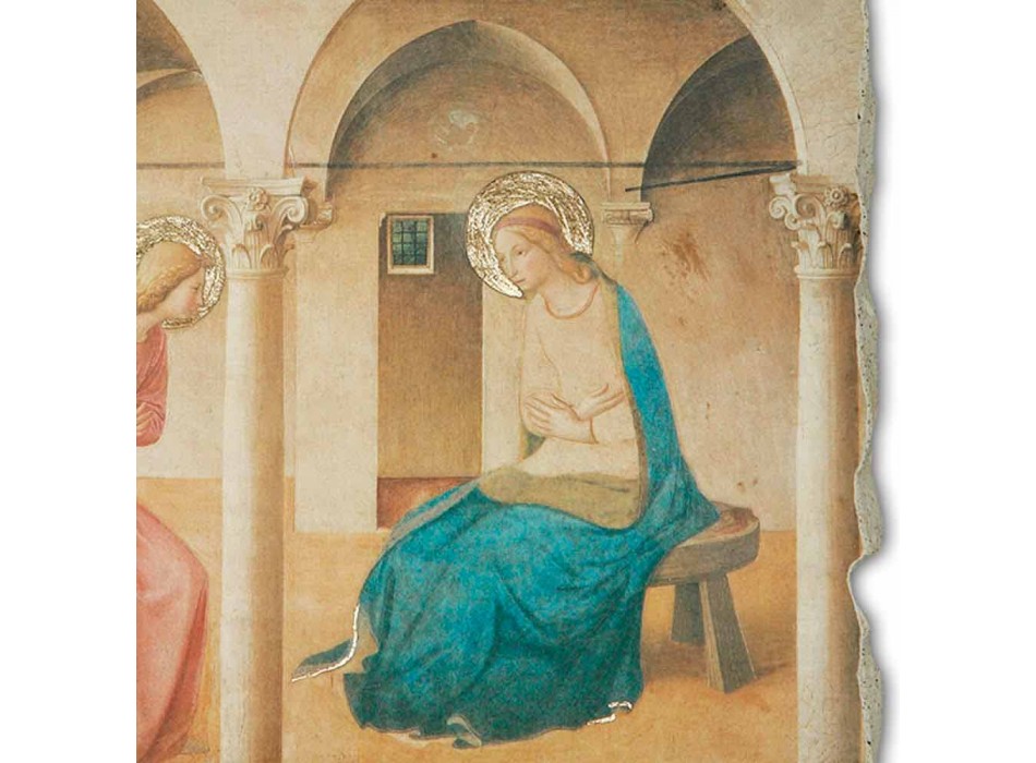 Grote Fresco Beato Angelico &quot;Aankondiging&quot; made in Italy Viadurini
