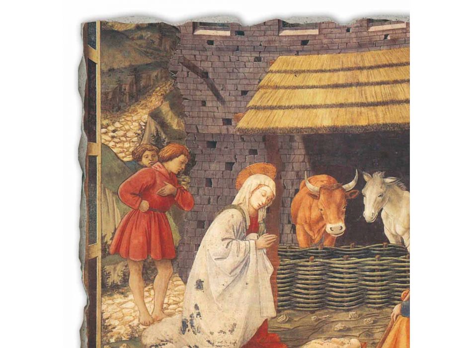 Fresco grote handgemaakte Italiaanse Filippo Lippi &quot;Geboorte van Christus&quot; Viadurini