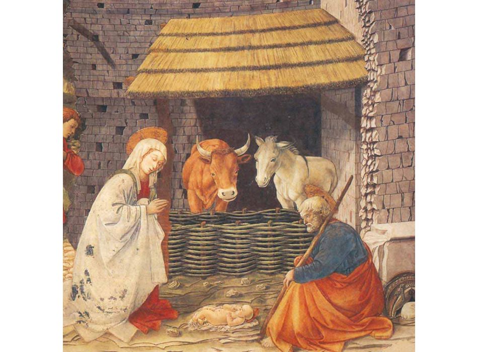 Fresco grote handgemaakte Italiaanse Filippo Lippi &quot;Geboorte van Christus&quot; Viadurini