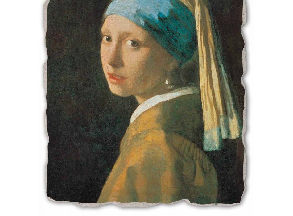 Grote Fresco handgemaakt van Vermeer &quot;Meisje met een Tulband&quot; Viadurini