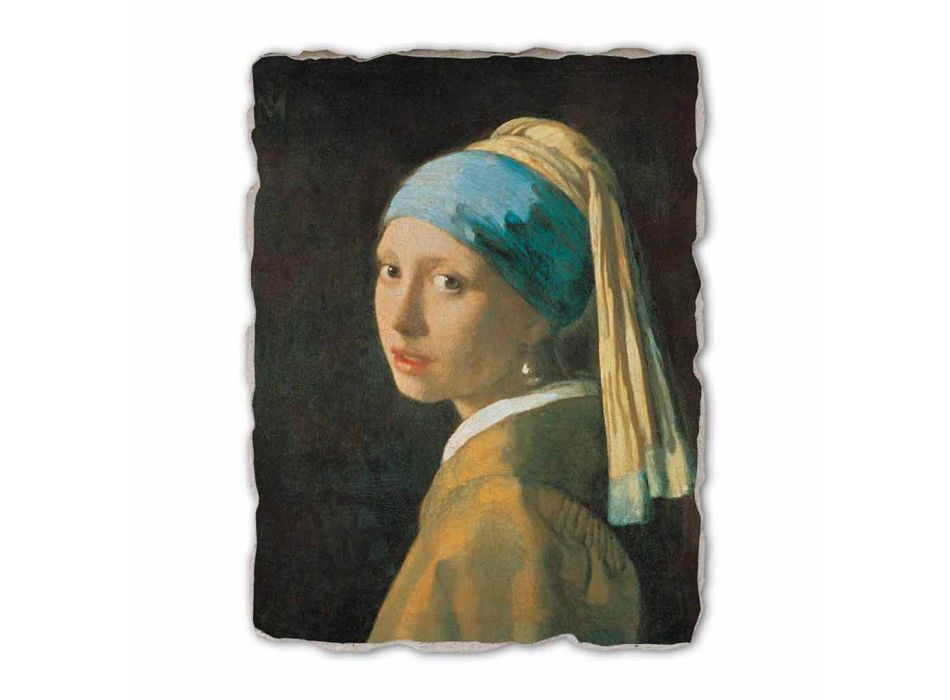 Grote Fresco handgemaakt van Vermeer &quot;Meisje met een Tulband&quot; Viadurini