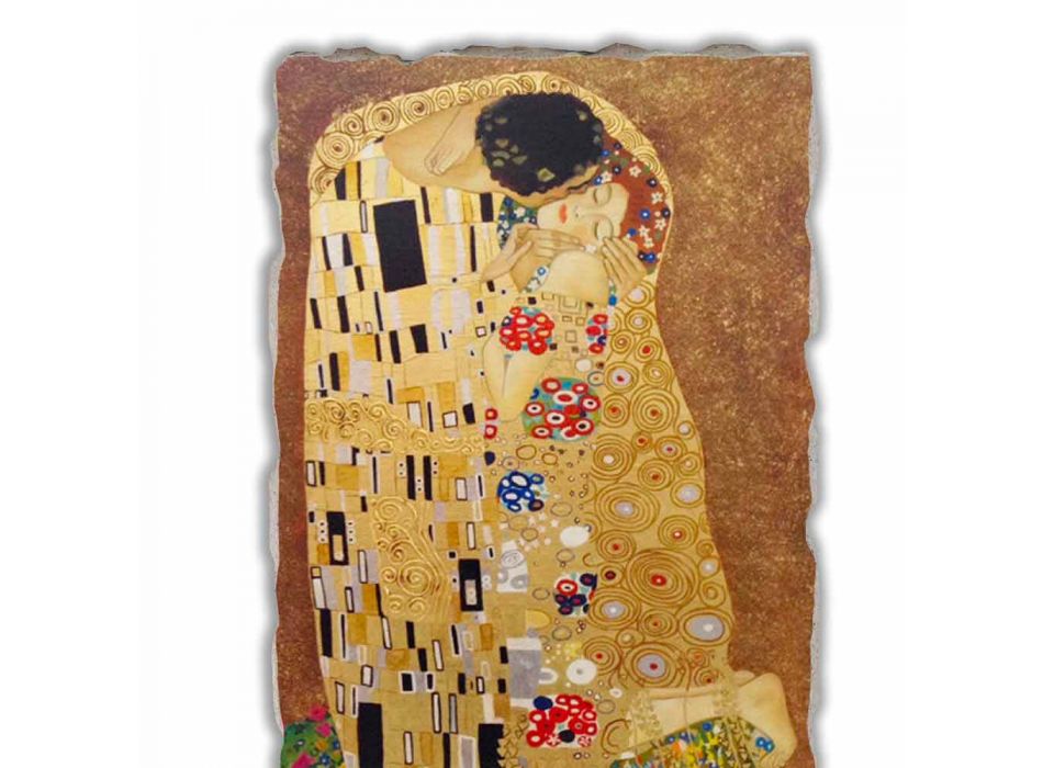 Grote Fresco gedaan in Italië Gustav Klimt &quot;De Kus&quot; Viadurini