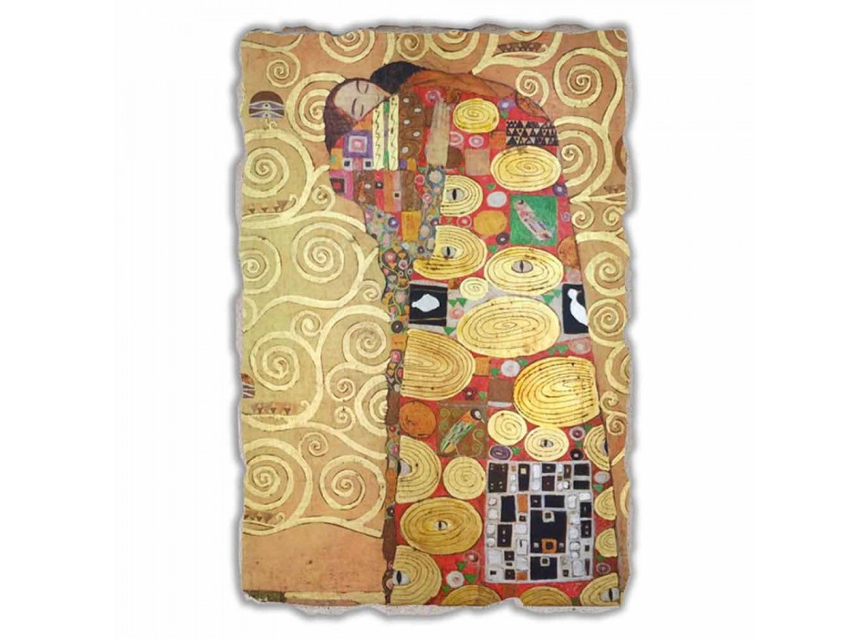 Grote Fresco gedaan in Italië Gustav Klimt &quot;De omhelzing&quot; Viadurini