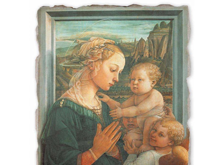 Grote Fresco Filippo Lippi &quot;Madonna en Kind&quot;, handgemaakte
