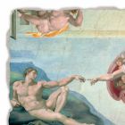 grote Michelangelo fresco &quot;De schepping van Adam&quot;, handgemaakte Viadurini
