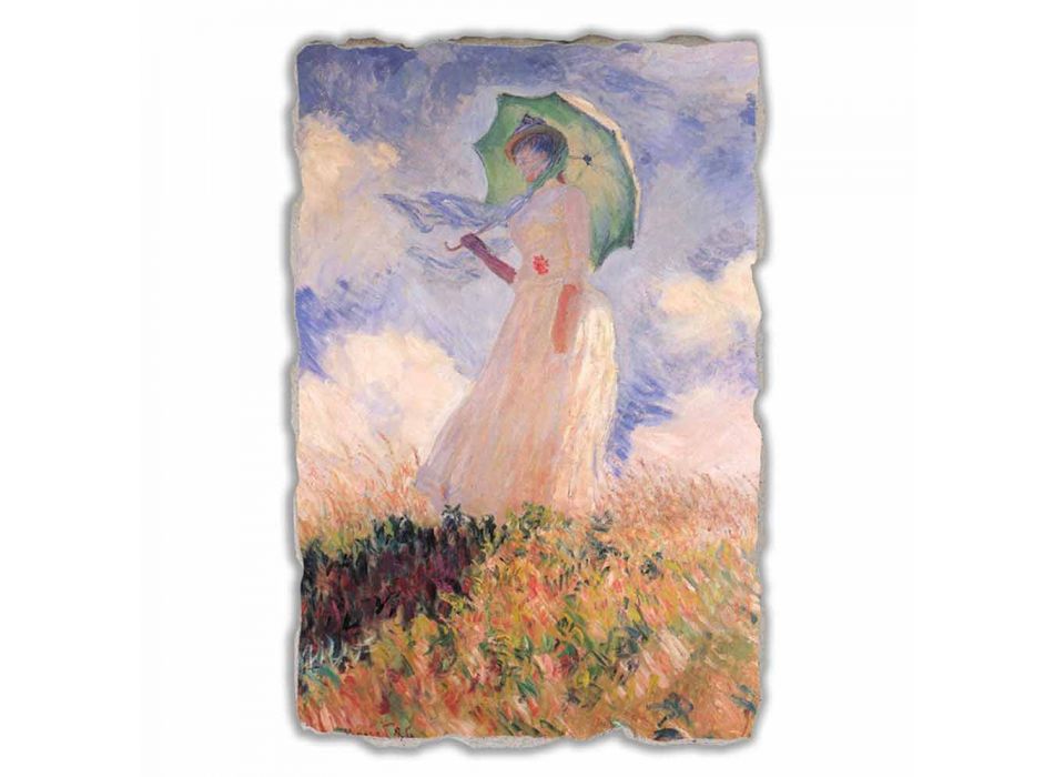Great Fresco Monet &quot;Vrouw met een parasol naar links gedraaid&quot; Viadurini