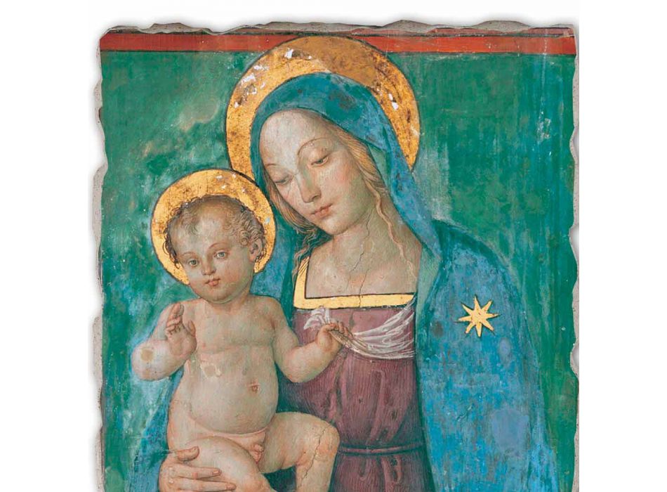 Great Pinturicchio Fresco &quot;Madonna met Kind&quot; Ambachtelijk