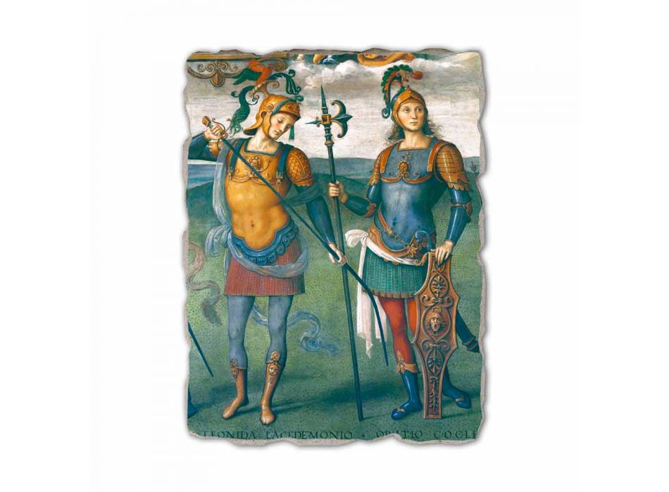Perugino fresco &quot;The Fortress, Temperance en zes helden van de Oudheid&quot; Viadurini